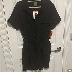 Black Button-Up Romper by Matty M